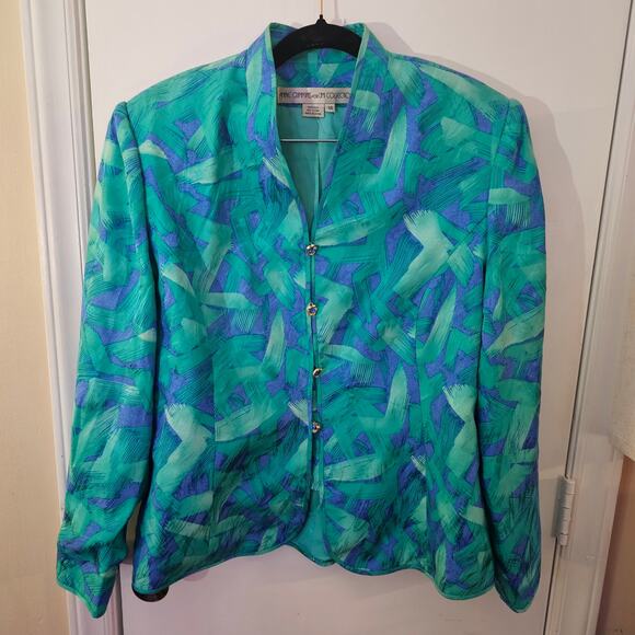 90s VTG Anne Crimmins Umi Collections Silk Blazer Sz Golden Girls Church Grandma - Picture 1 of 7